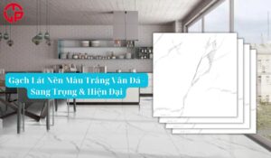 gạch lát nền màu trắng vân đá